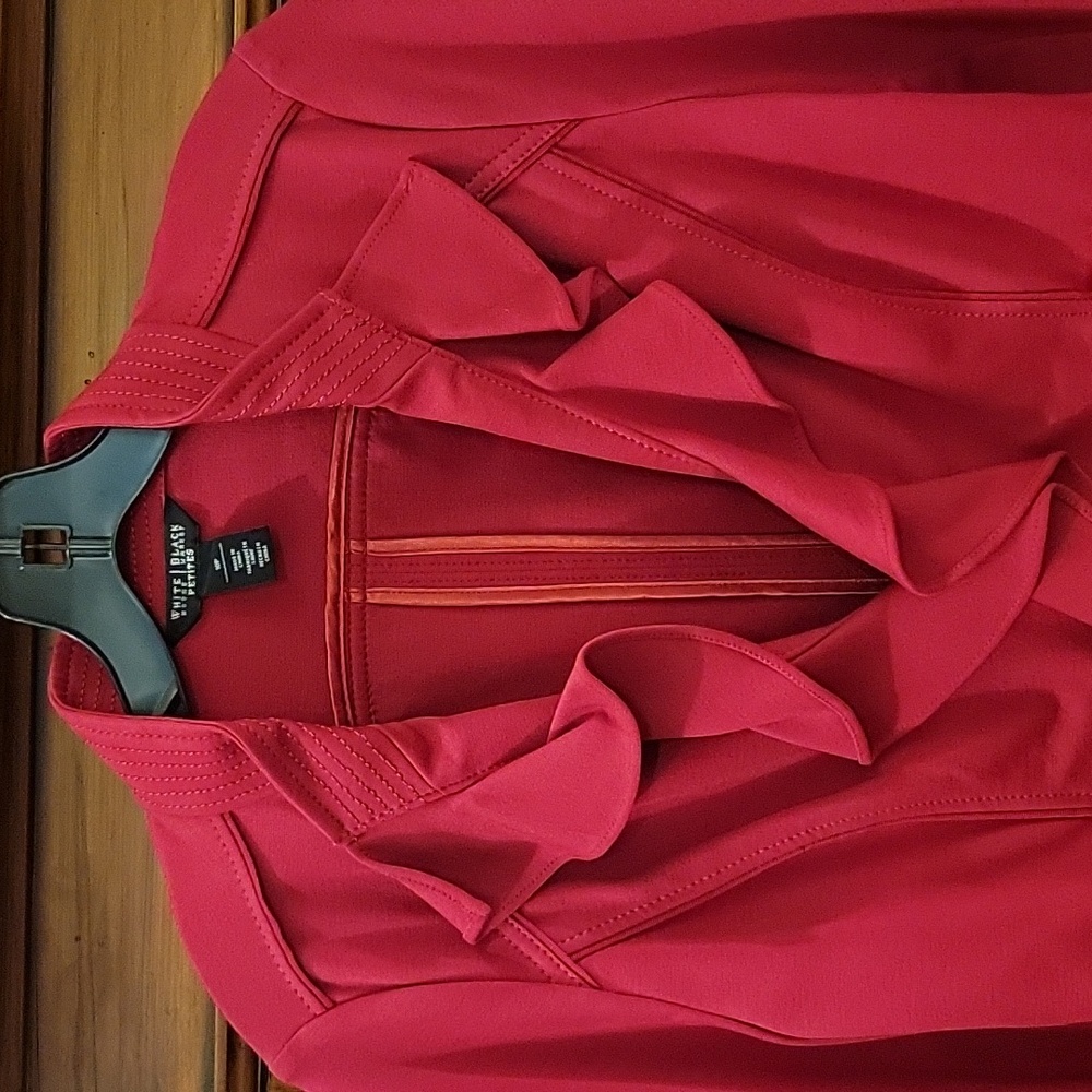 WHBM | Red Moto Style Office Jacket with Ruffle Detail - size 10P - Picture 2 of 12